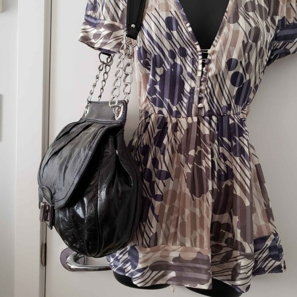 Black Genuine Leather Satchel Bag  B Makousky Davon with a Convertable Strap - Picture 4 of 7